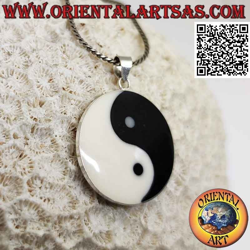Colgante de plata yin yang "Tao" plano 25 mm Ø