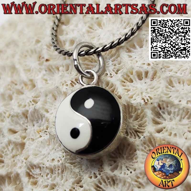 Ciondolo in argento yin yang "Tao" bombato da 12 mm Ø