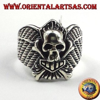 Argent crâne anneau os de motards