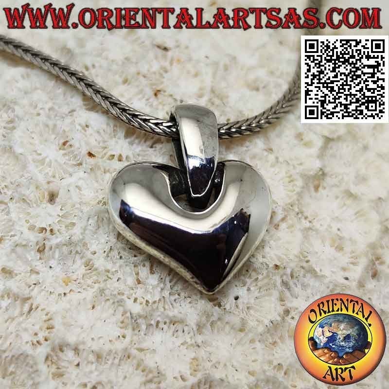 Three-dimensional smooth silver pendant in a modern style