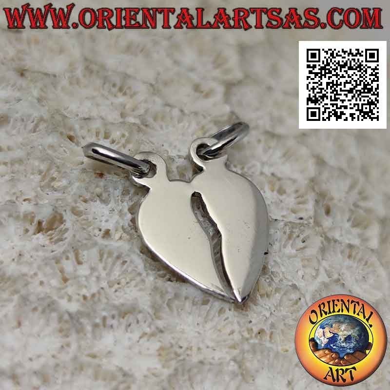 Colgante de plata doble, corazón roto liso