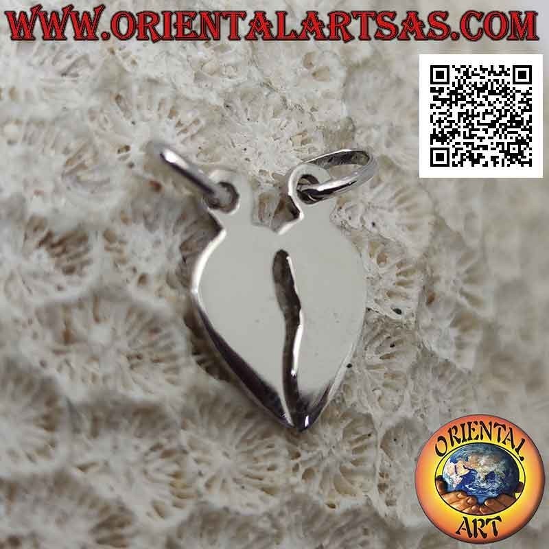 Double silver pendant, smooth broken heart