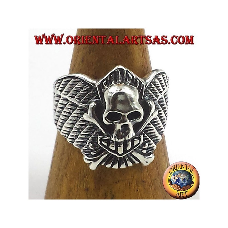 Argent crâne anneau os de motards