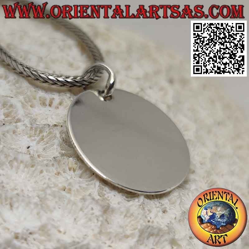 Ciondolo in argento medaglietta liscia tonda piatta (Ø 20 )