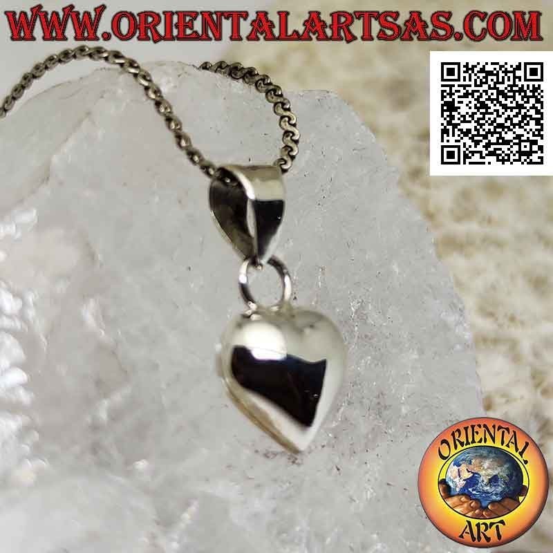 Pendentif en argent, petit coeur lisse arrondi