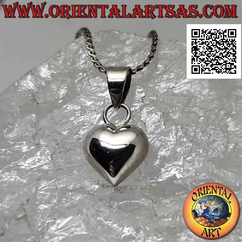 Pendentif en argent, petit coeur lisse arrondi