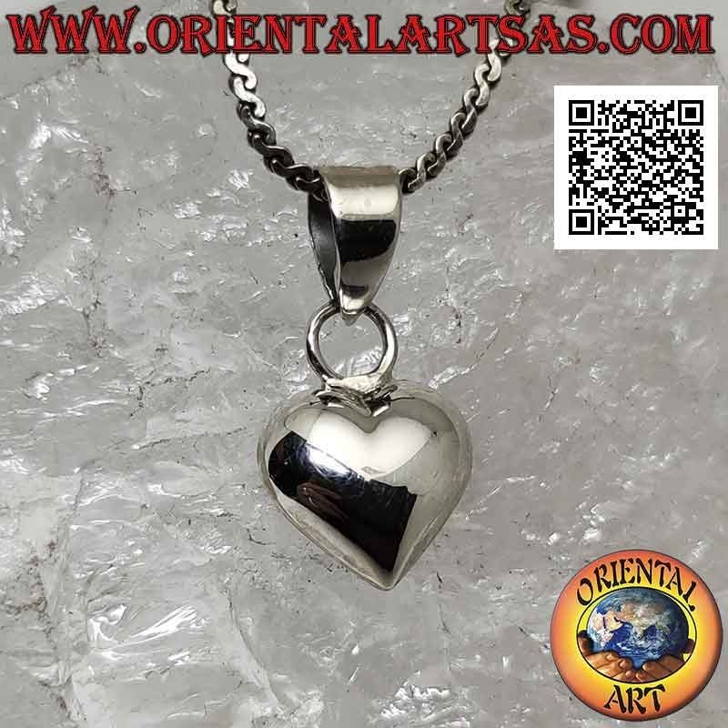 Pendentif en argent, petit coeur lisse arrondi