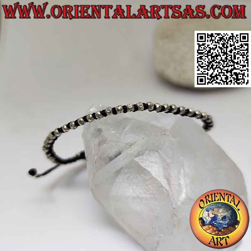 Macrame bracelet with 925 ‰ silver nuggets (adjustable)