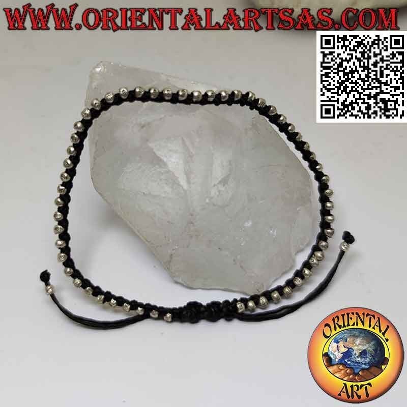 Pulsera de macramé con pepitas de plata 925 ‰ (ajustable)