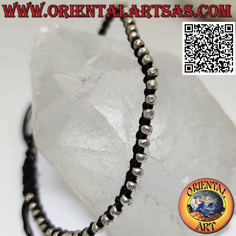 Pulsera de macramé con pepitas de plata 925 ‰ (ajustable)