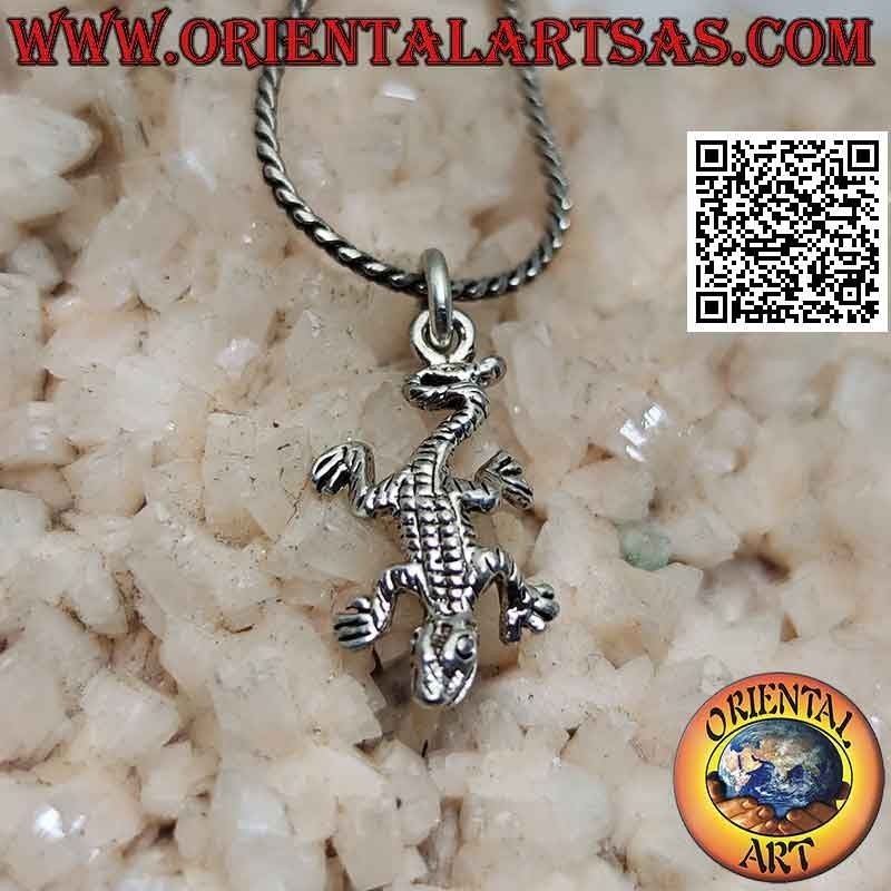 Pendentif en argent en forme de lézard suspendu à la queue (petit)