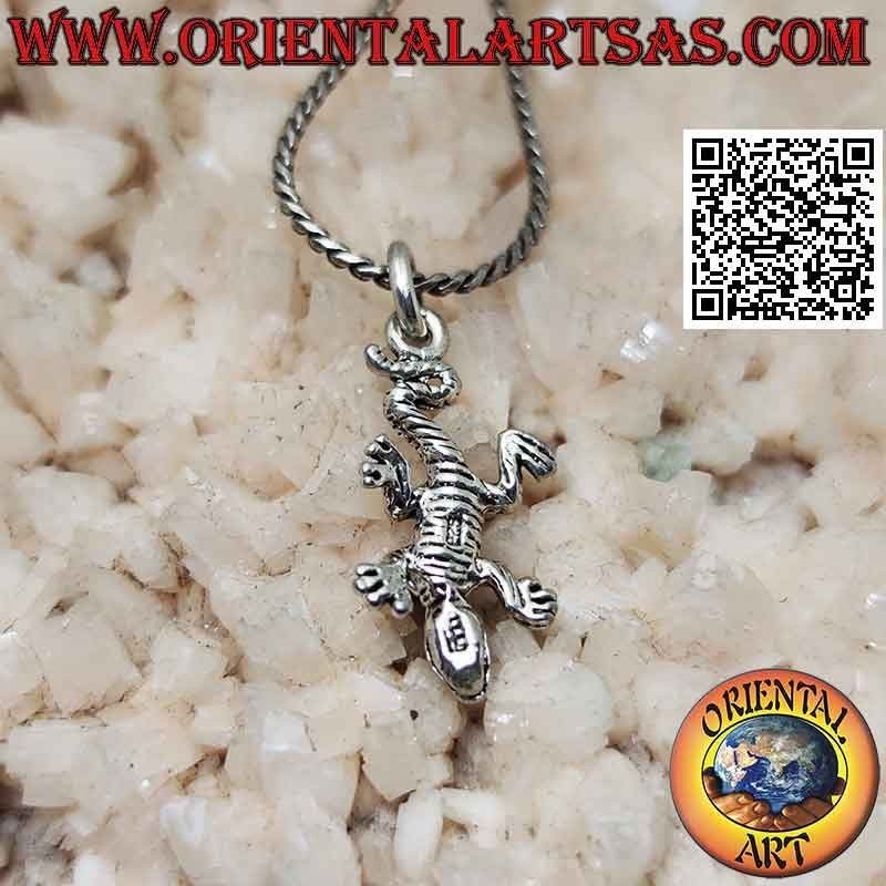 Colgante de plata en forma de lagarto colgando de la cola (pequeño)