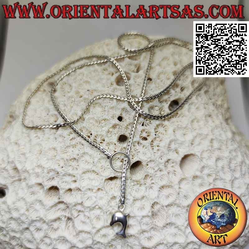 Collar "altibajos" de plata 925 ‰ con eslabón de serpiente plano de 62 cm x 2 mm