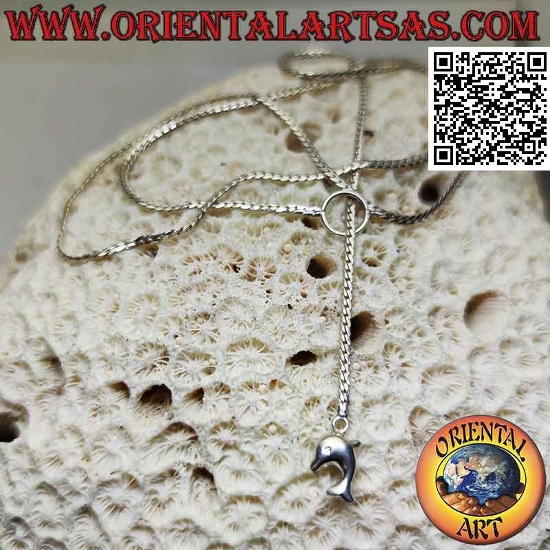 Collana "saliscendi" in argento 925 ‰ con maglia snake piatto da 62 cm x 2 mm