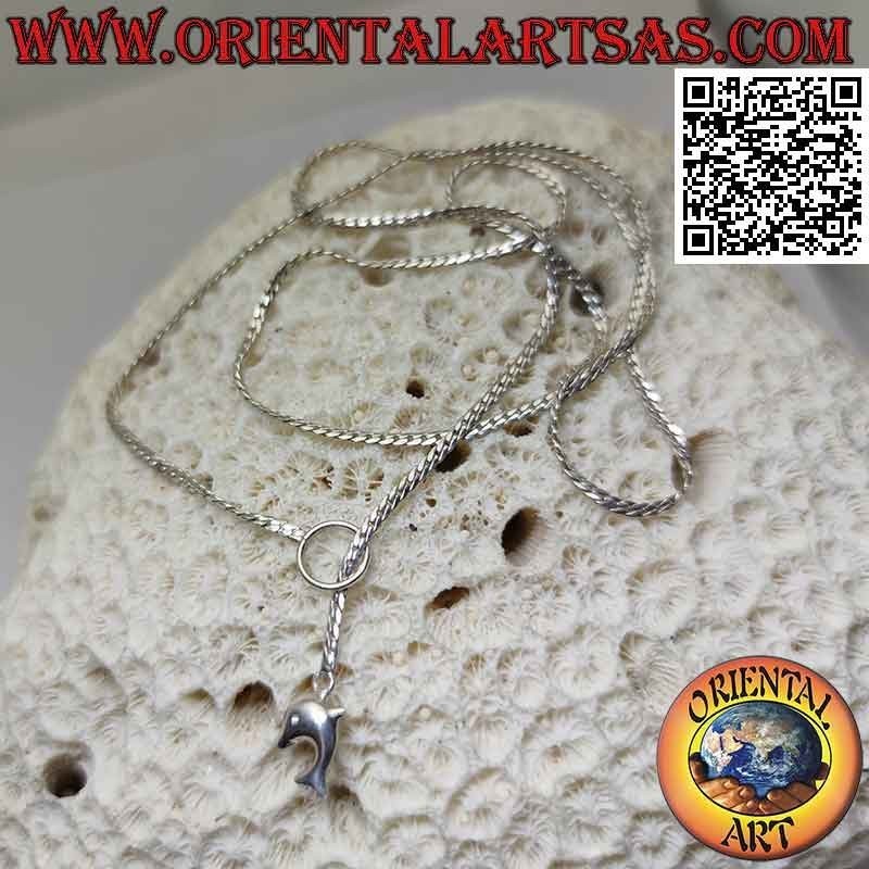 Collana "saliscendi" in argento 925 ‰ con maglia snake piatto da 62 cm x 2 mm