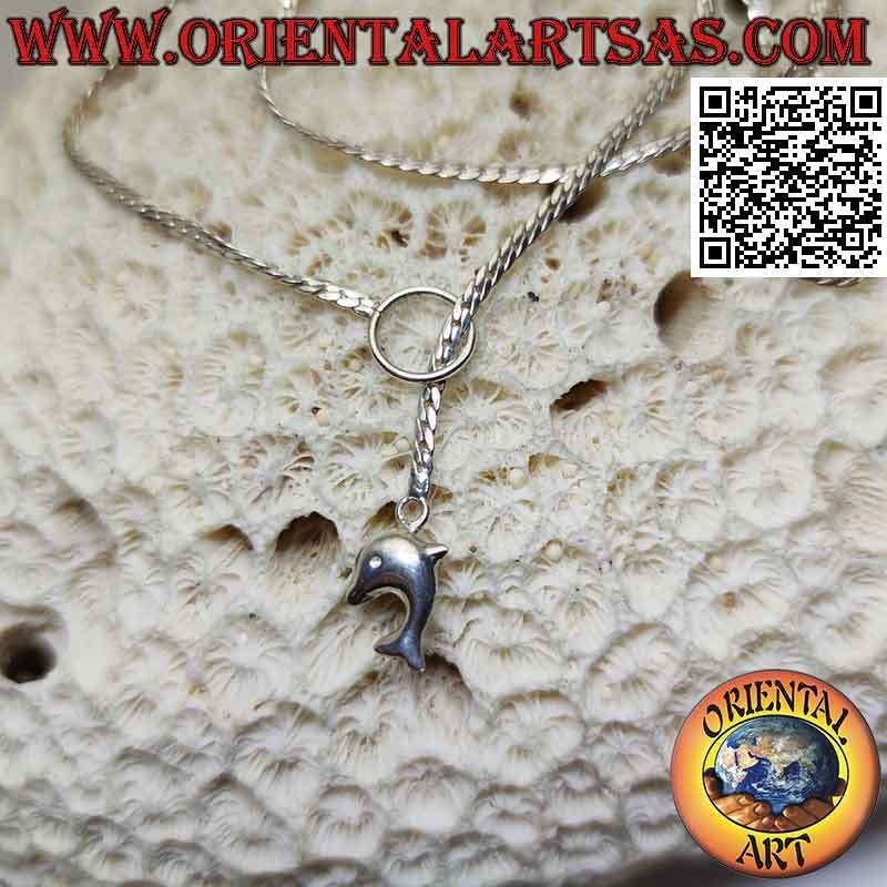 Collana "saliscendi" in argento 925 ‰ con maglia snake piatto da 62 cm x 2 mm