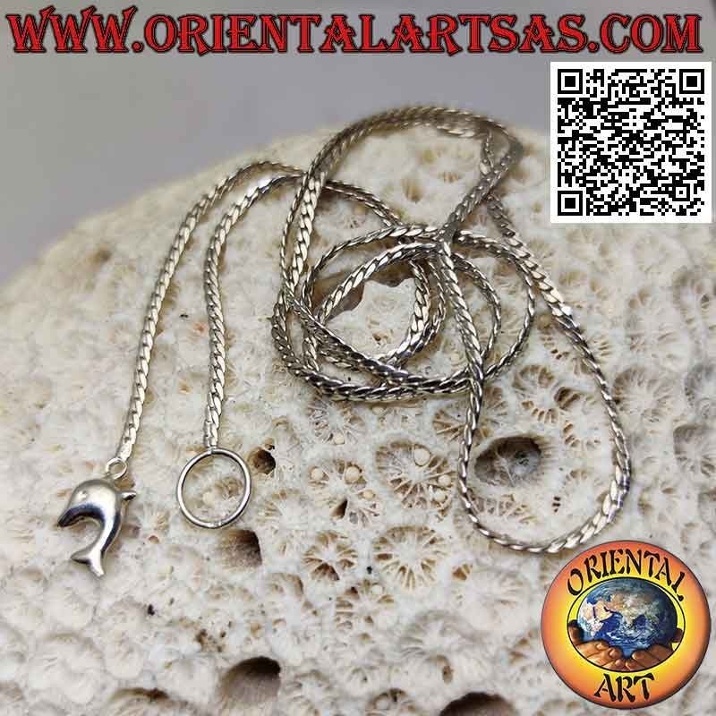 Collar "altibajos" de plata 925 ‰ con eslabón de serpiente plano de 62 cm x 2 mm