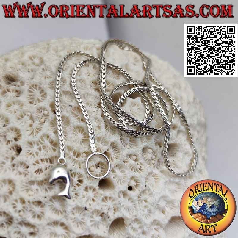 Collana "saliscendi" in argento 925 ‰ con maglia snake piatto da 62 cm x 2 mm