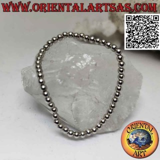 Pulsera de plata con bolas de 3,5 mm Ø ensartadas en elástico