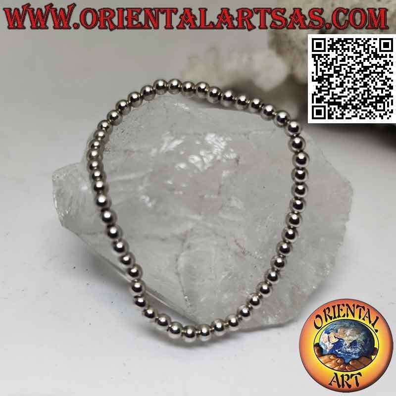 Pulsera de plata con bolas de 3,5 mm Ø ensartadas en elástico