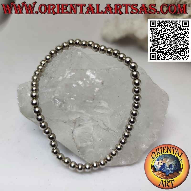 Pulsera de plata con bolas de 3,5 mm Ø ensartadas en elástico