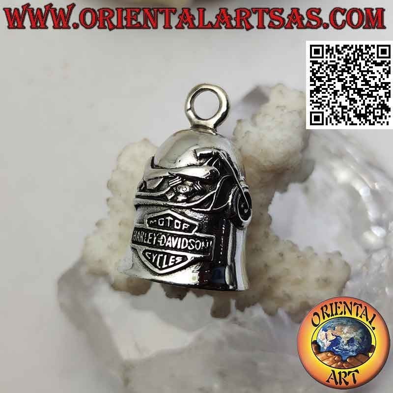 Colgante campana de plata con motocicleta y emblema Harley Davidson