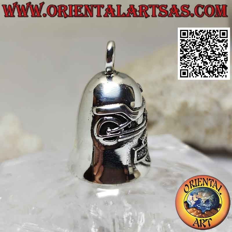 Ciondolo campanello in argento con moto e stemma Harley Davidson