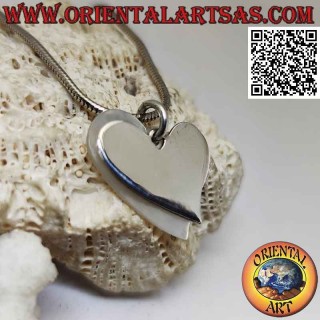 Silver pendant, smooth flat heart superimposed on a mother-of-pearl one