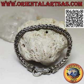 Bracelet en argent 925 ‰ à larges maillons entrelacés 20 cm x 5 mm "style doux"