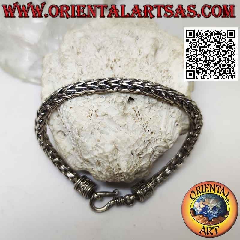Pulsera en plata 925 ‰ con eslabones entrelazados anchos de 20 cm x 5 mm "estilo suave"