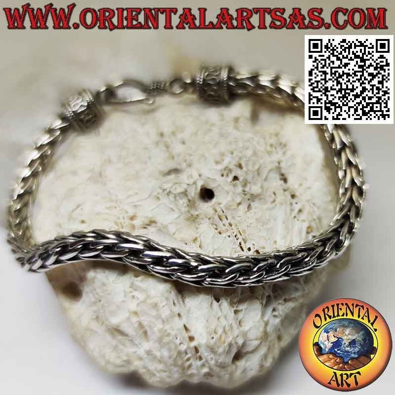 Bracelet in 925 ‰ silver with 20 cm x 5 mm "soft style" wide interweaving links