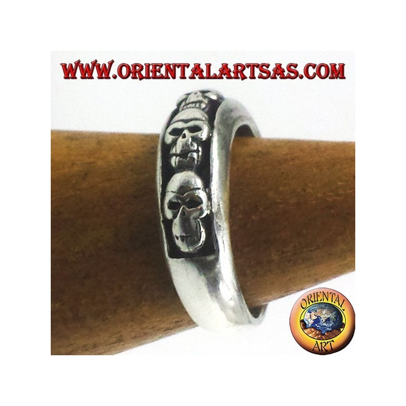 silver ring band skulls