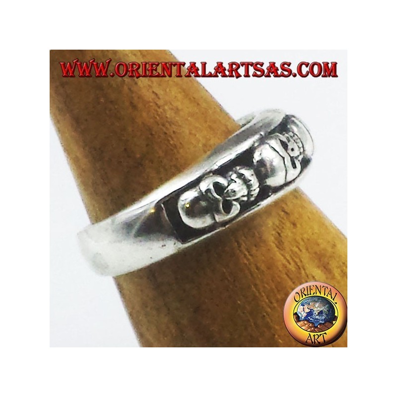 Anello Fascia Teschi Argento 925 Altorilievo | Oriental Art