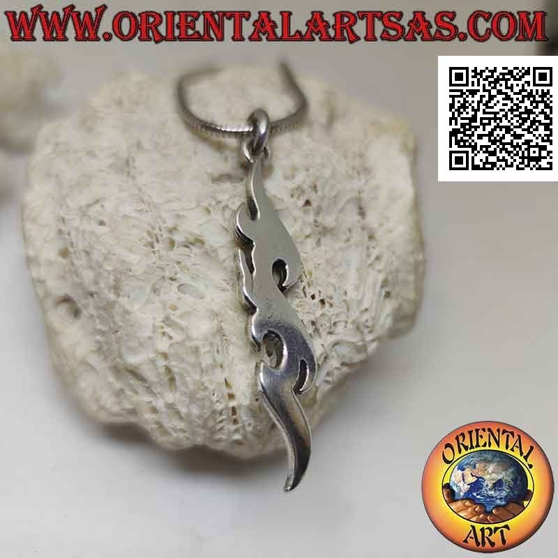 Colgante de plata, tribal maorí alargada