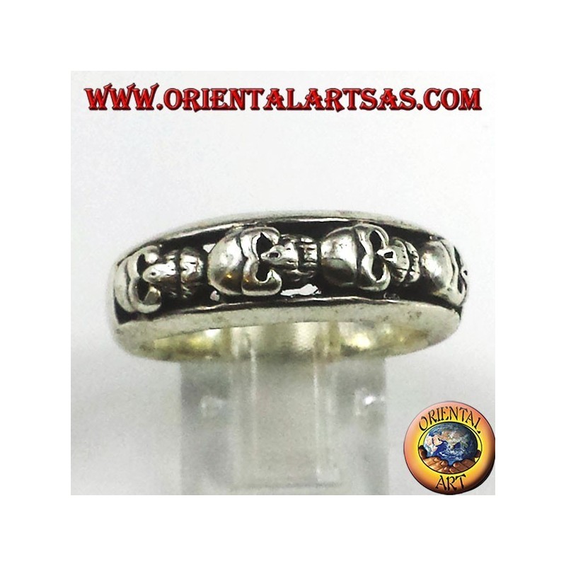 banda de anillo de plata, cráneos
