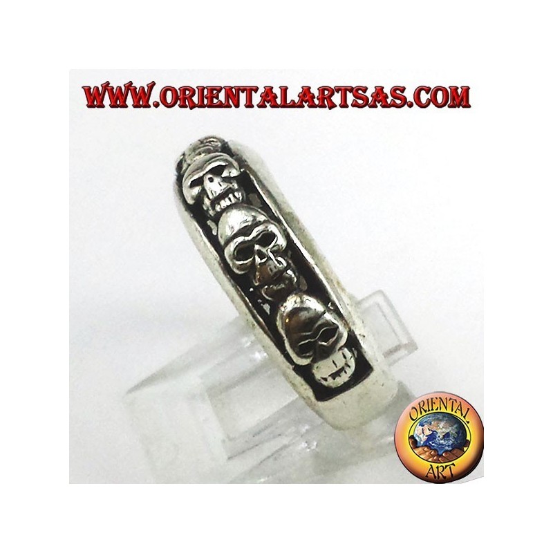 banda de anillo de plata, cráneos