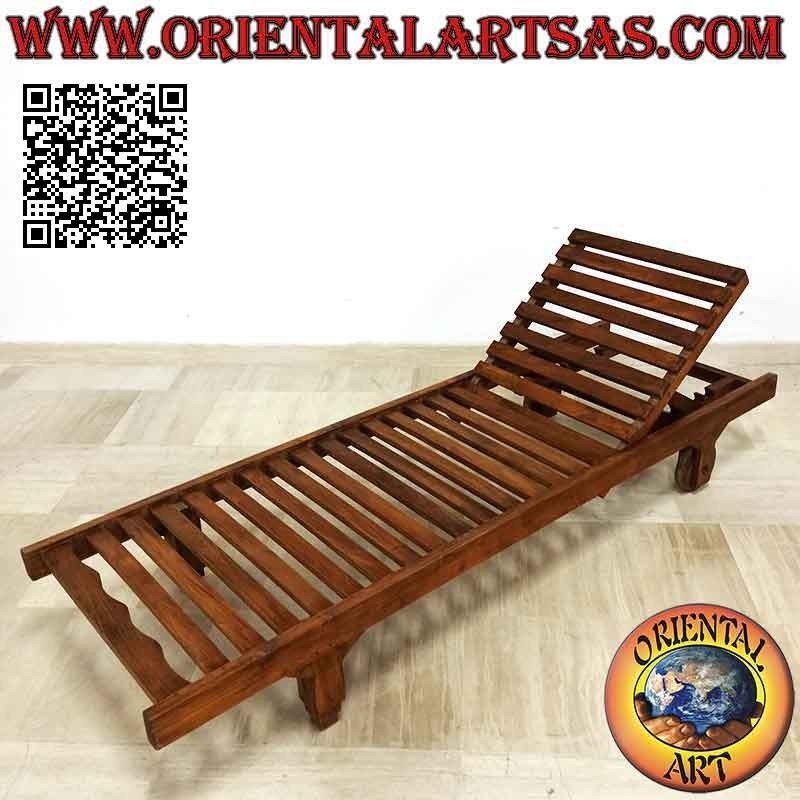 Tumbona de playa con ruedas de madera de teca