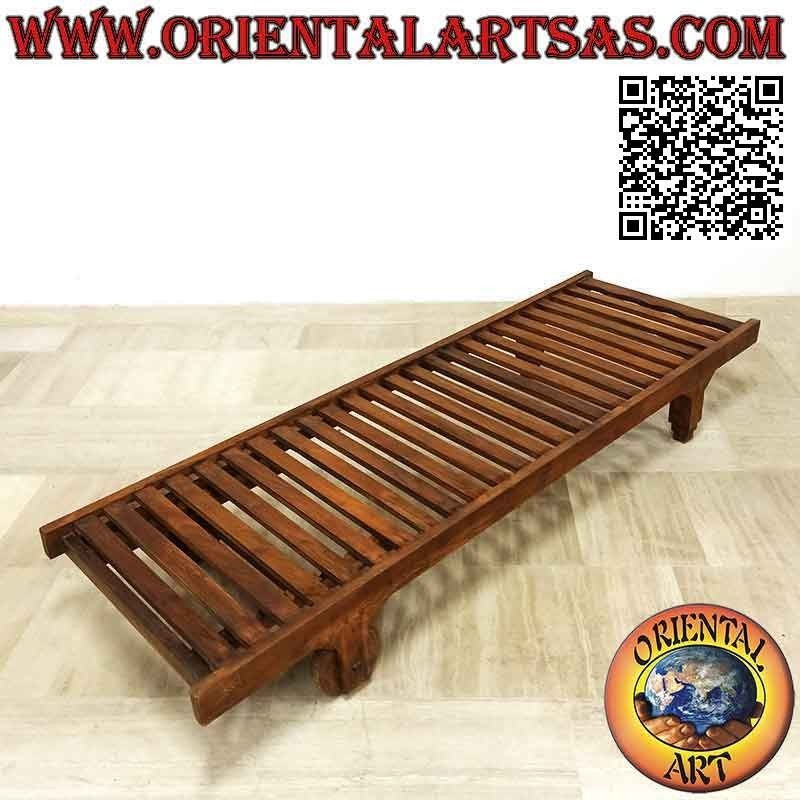 Lettino mare da spiaggia con ruote in legno di teak