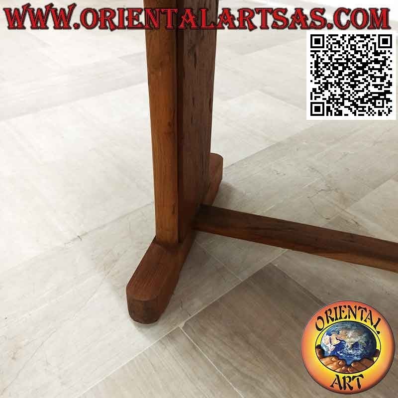 Tavolo ovale a due piedi congiunti in legno antico di teak (95 x 150 cm)