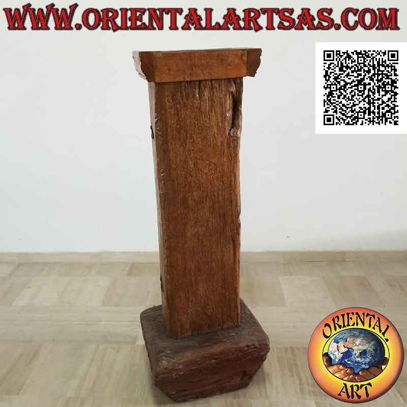 Armario primitivo con compartimento secreto en madera de teca antigua reciclada de un mortero y una canoa