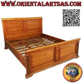 Doppelbett im Imperial-Stil mit hoher Rückenlehne aus Teakholz