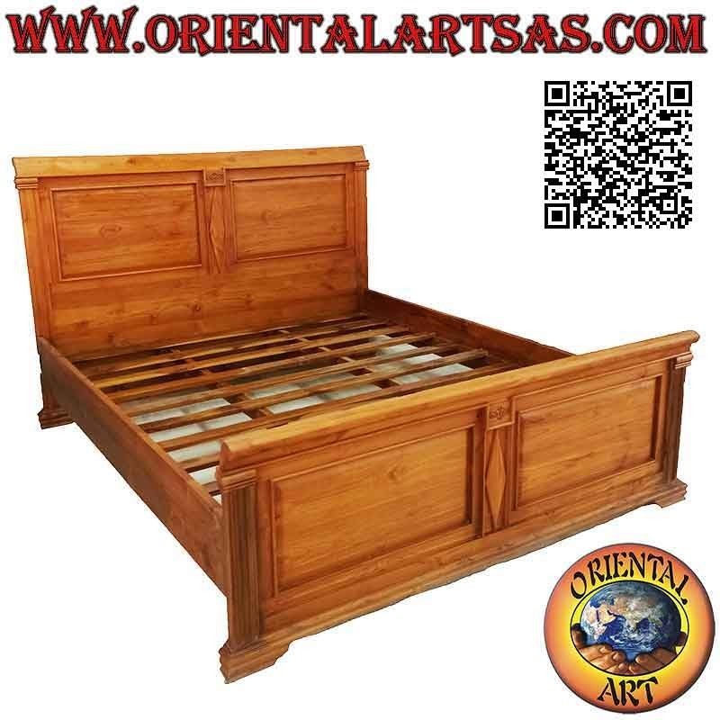 Doppelbett im Imperial-Stil mit hoher Rückenlehne aus Teakholz