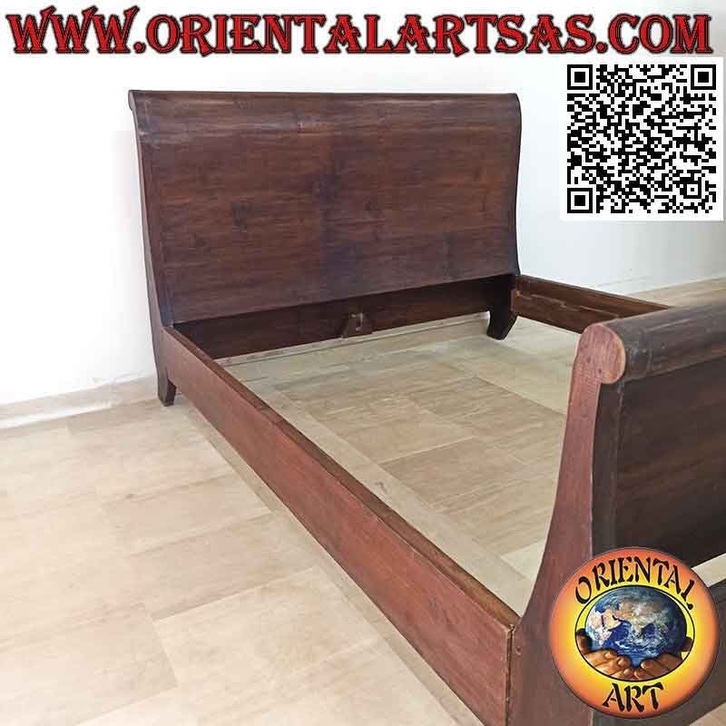 Cama doble de estilo étnico en madera de teca
