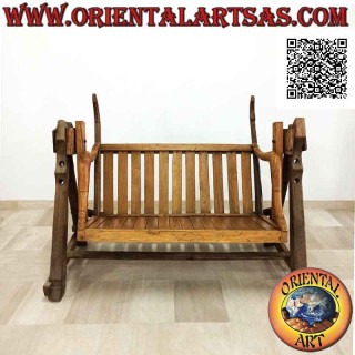Garden swing in antique solid teak wood (recycled agricultural vehicles)