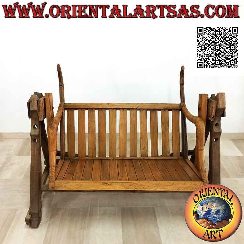 Dondolo altalena da giardino in legno massiccio di teak antico (riciclato di mezzi agricoli)