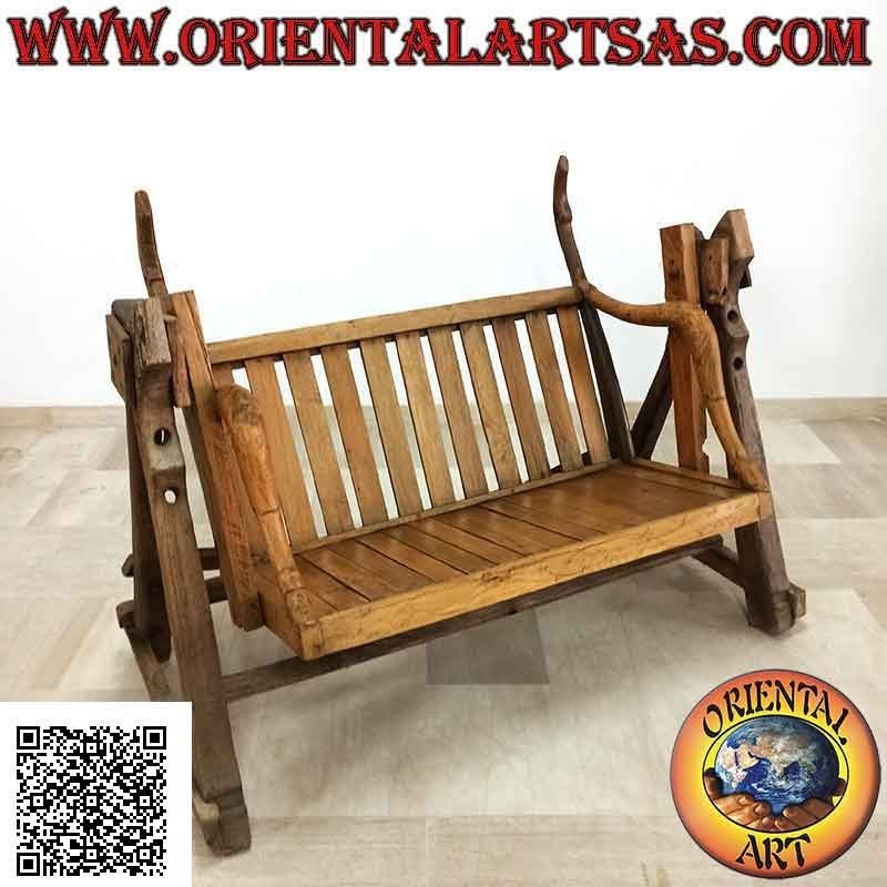 Dondolo altalena da giardino in legno massiccio di teak antico (riciclato di mezzi agricoli)