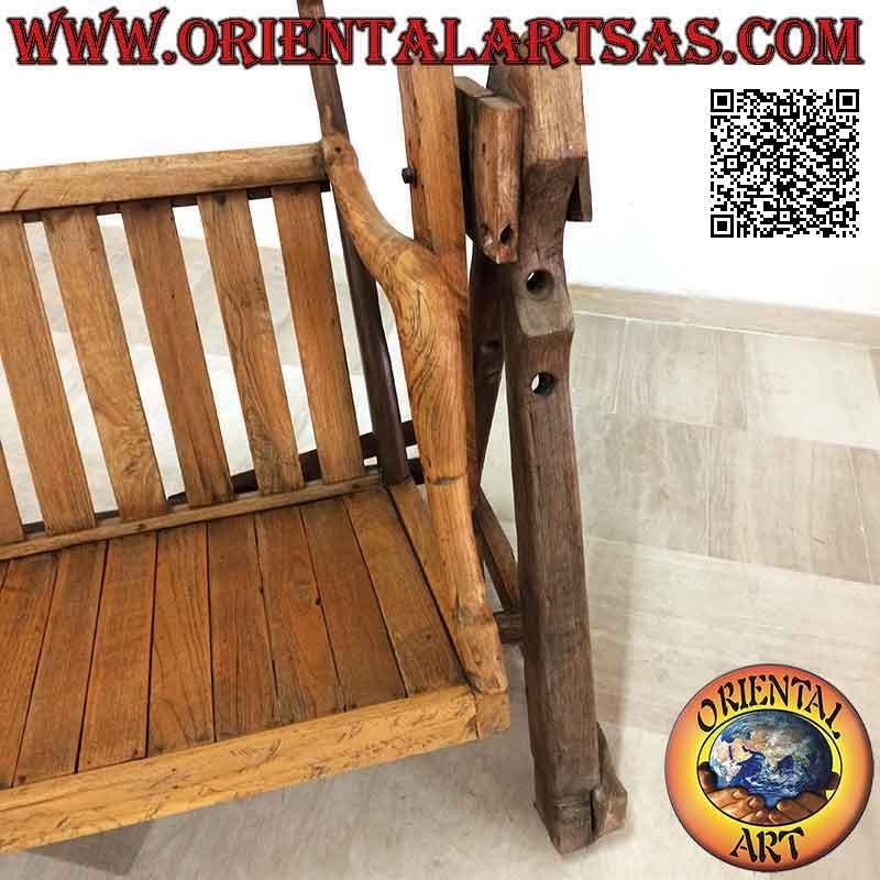 Garden swing in antique solid teak wood (recycled agricultural vehicles)