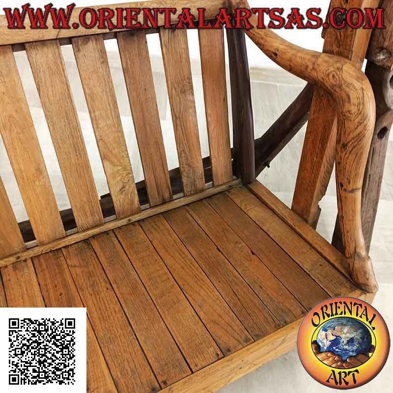 Garden swing in antique solid teak wood (recycled agricultural vehicles)