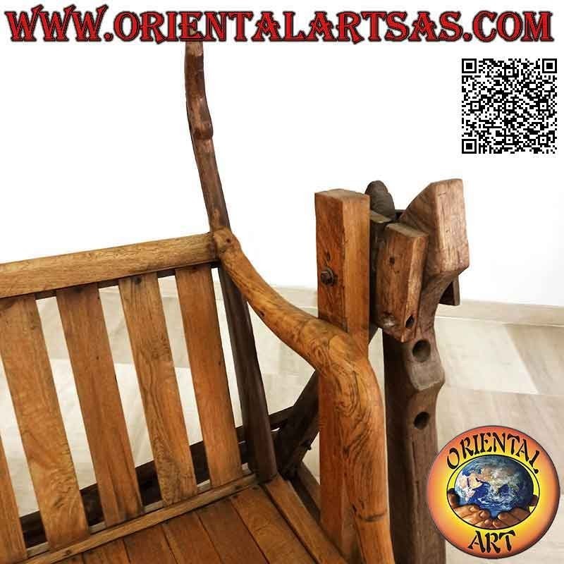 Garden swing in antique solid teak wood (recycled agricultural vehicles)