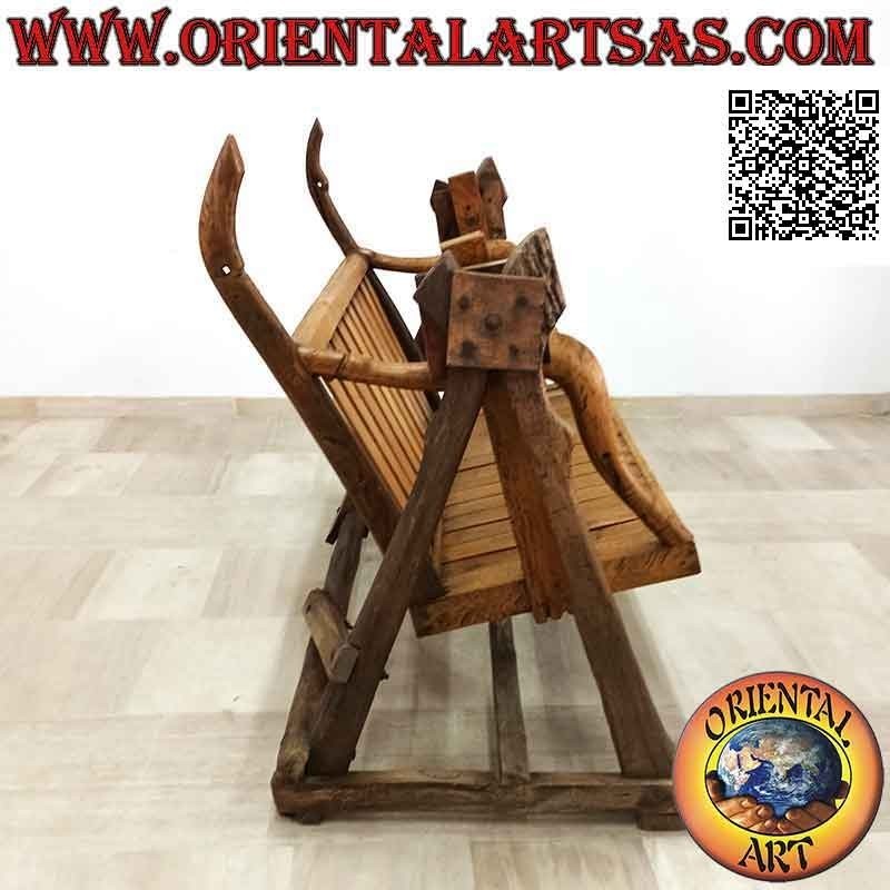 Columpio de jardín en madera de teca maciza antigua (vehículos agrícolas reciclados)
